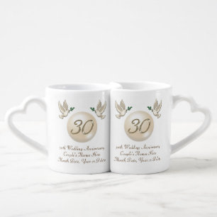 Personalized 30th Anniversary Gifts for Friends Coffee Mug Set