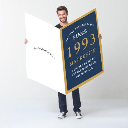 Personalized 30th Birthday 1993 Blue Gold Huge Card