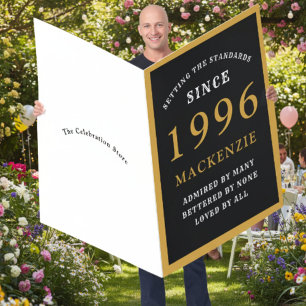 Personalized 30th Birthday 1996 Black Gold Huge Card