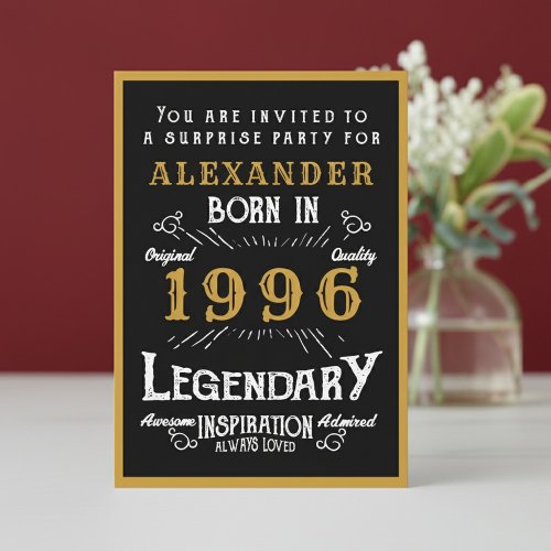 Personalized 30th Birthday 1996 Black Gold Legend