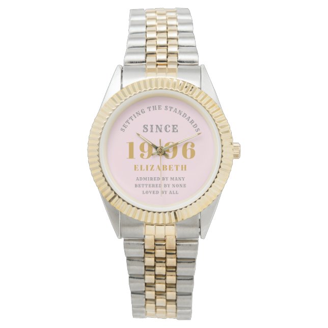 Personalized 30th Birthday 1996 Pink Gold Woman's Watch (Front)