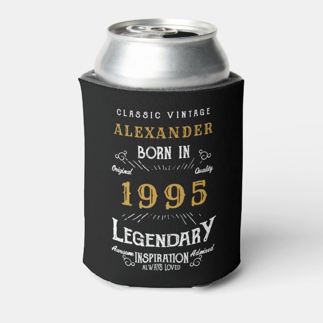 Personalized 30th Birthday Add Name Year Legendary Can Cooler (Can Back)
