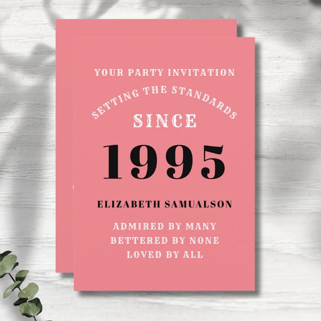 Personalized 30th Birthday Add Your Name Pink Invitation (30th birthday personalized pink party invitations)