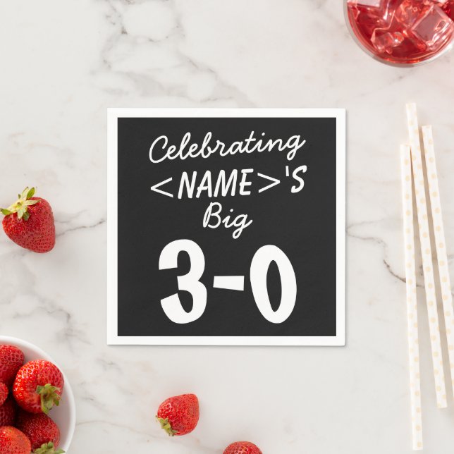 Personalized 30th Birthday Black Paper Napkins (Insitu)