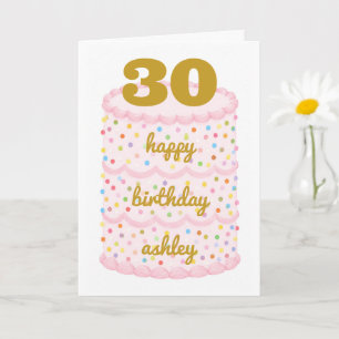 Personalized 30th Birthday Card, Custom Name Card