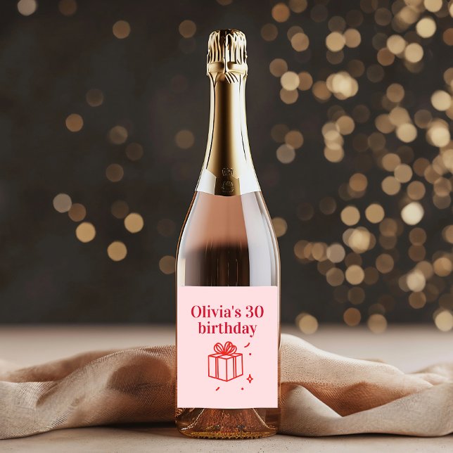 Personalized 30th Birthday  | Cheers to to Thirty  Sparkling Wine Label (Creator Uploaded)