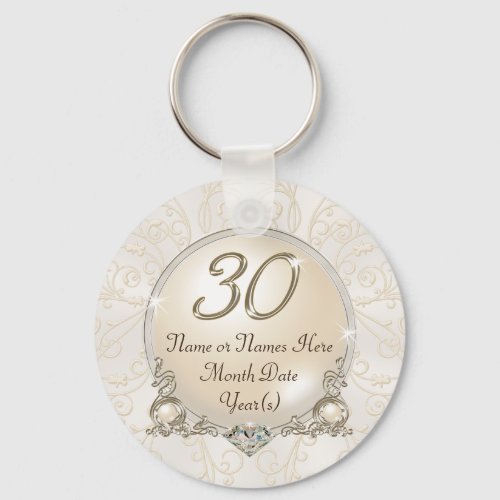 Personalized 30th Birthday Favors or Anniversary Keychain
