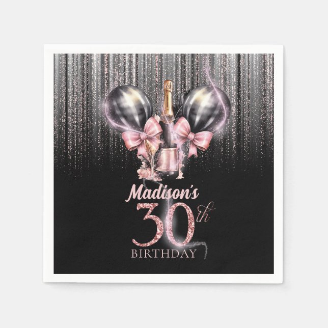 Personalized 30th Birthday Luxury champagne Napkins (Front)