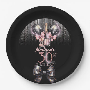 Personalized 30th Birthday Luxury champagne Paper Plates