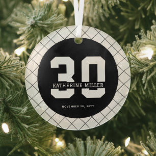 Personalized 30th Birthday Modern and Elegant   Glass Ornament