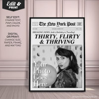 Personalized 30th Birthday Newspaper Poster Decor