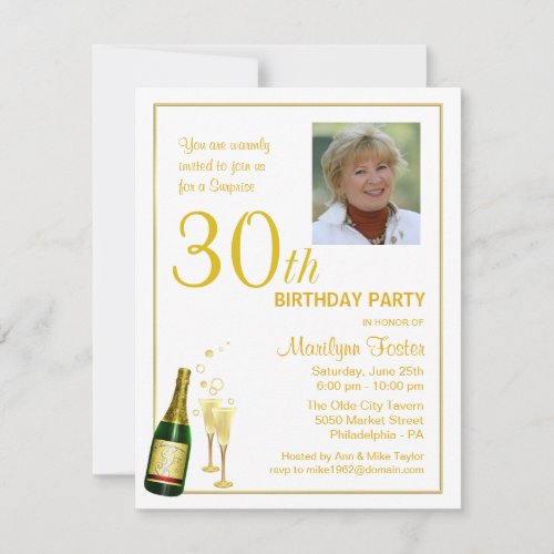 Personalized 30th Birthday Party Photo Invitations