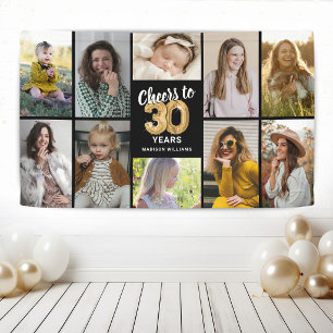 Personalized 30th Birthday Photo Collage Banner