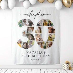 Personalized 30th Birthday Photo Collage Tapestry