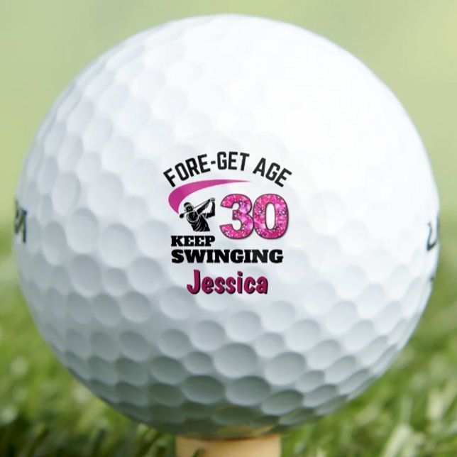 Personalized 30th Birthday – Pink Fore-get Age 30 Golf Balls (Creator Uploaded)