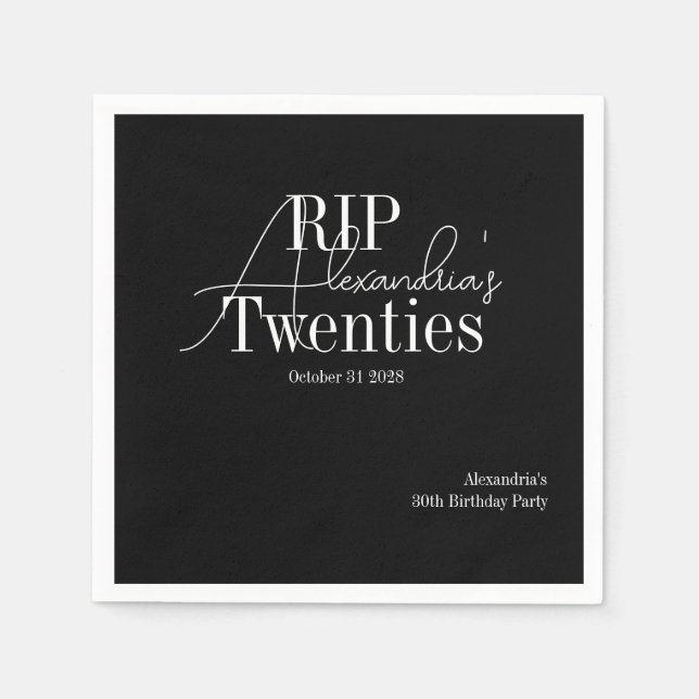 Personalized 30th birthday RIP 20s party Napkins (Front)