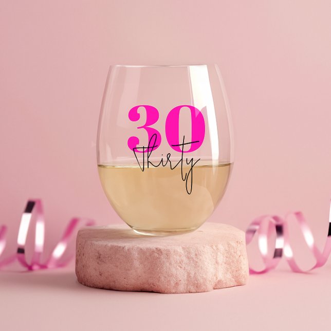 Personalized 30th Birthday Stemless Wine Glass (Creator Uploaded)