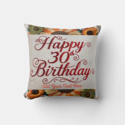 Personalized 30th Birthday Throw Pillow