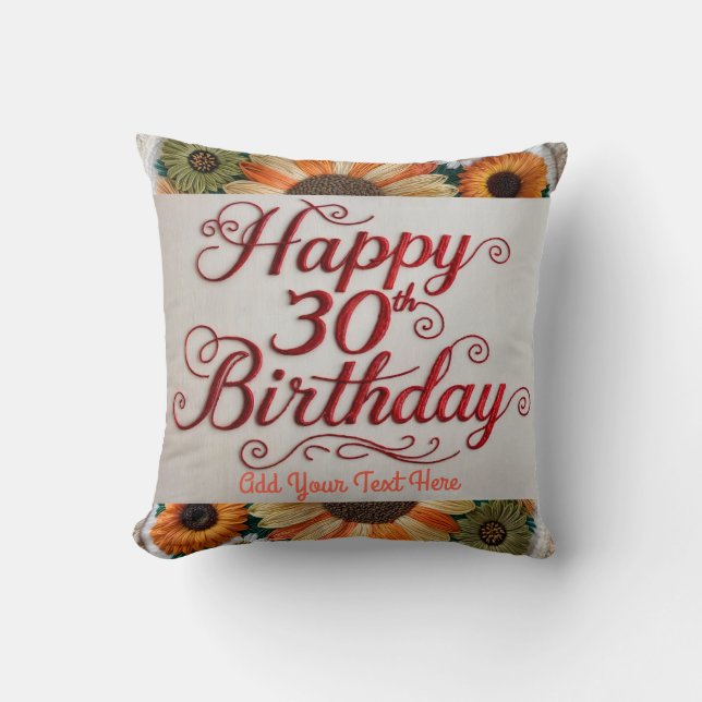Personalized 30th Birthday Throw Pillow (Front)