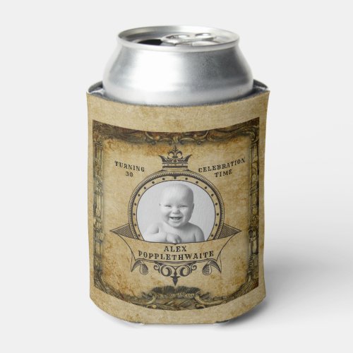 Personalized 30th Birthday Vintage Photo Template Can Cooler