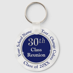 Personalized 30th Class Reunion Gifts, Navy Blue Keychain