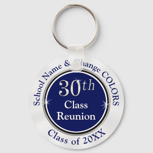 Personalized 30th Class Reunion Gifts Navy Blue Keychain