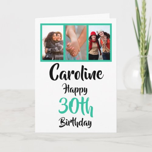 Personalized 30th happy birthday photo collage card