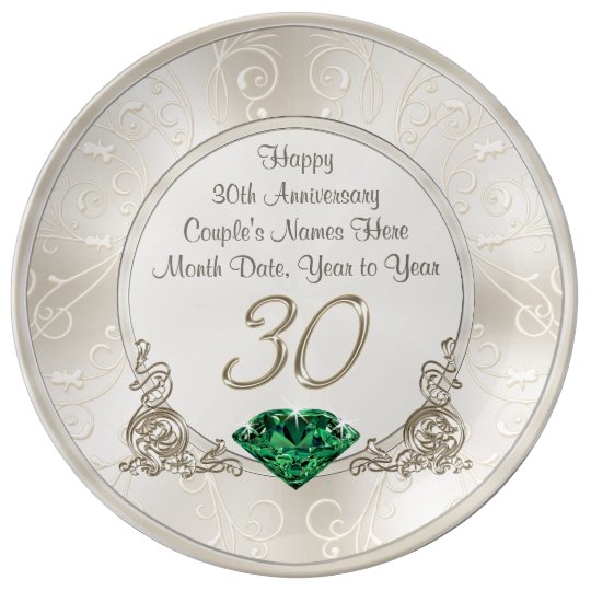 Personalized 30th Wedding Anniversary Gift Ideas Plate | Zazzle.com