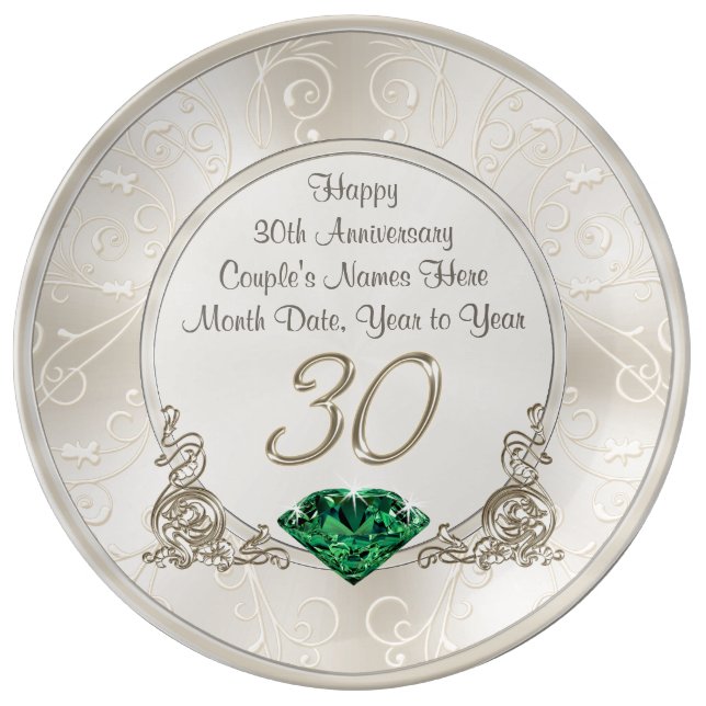 Personalized 30th Wedding Anniversary Gift Ideas Plate (Front)