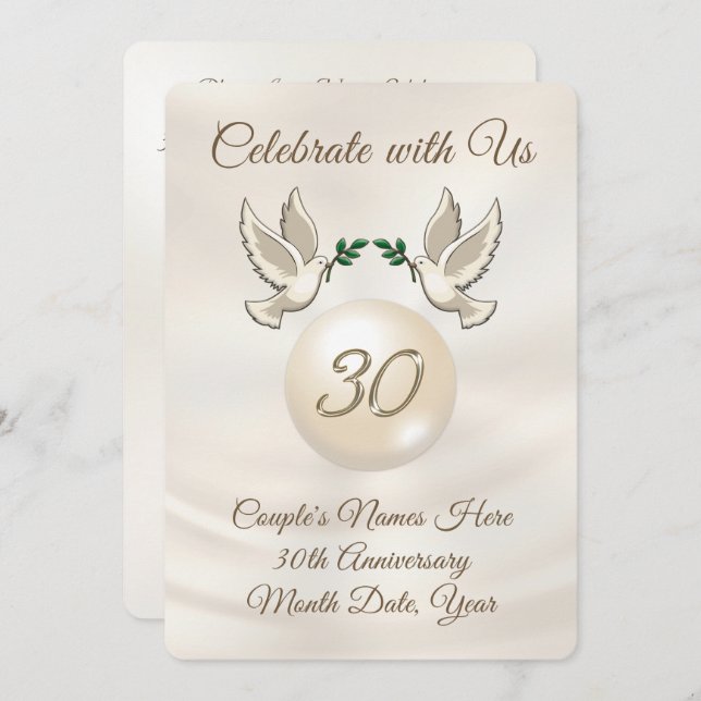 Personalized 30th Wedding Anniversary Invitations (Front/Back)