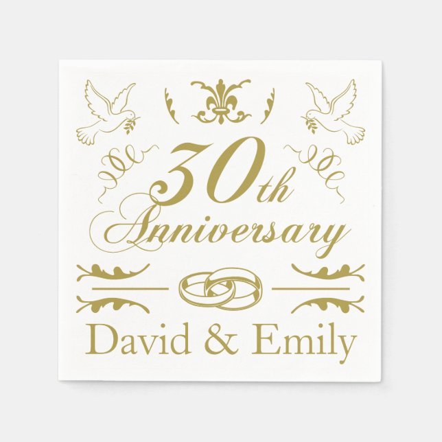 Personalized 30th Wedding Anniversary Napkins (Front)