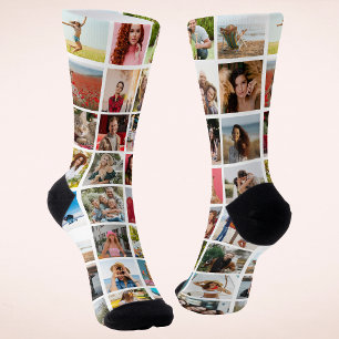 Personalized 32 Photo Collage Custom Gift Socks