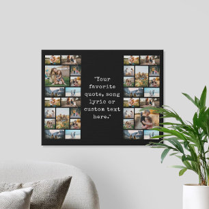 Personalized 32 Photo Collage Custom Quote Faux Canvas Print