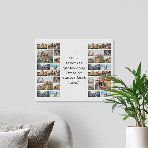 Personalized 32 Photo Collage Custom Quote Faux Canvas Print
