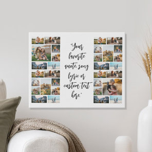 Personalized 32 Photo Collage Custom Quote Faux Canvas Print
