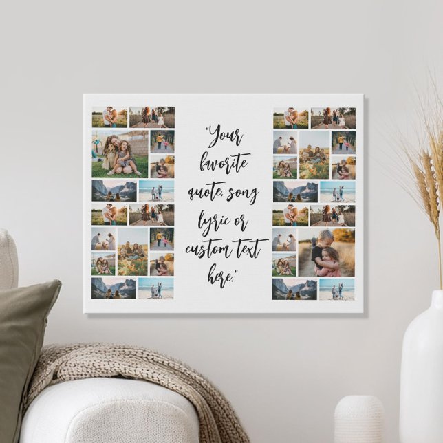 Personalized 32 Photo Collage Custom Quote Faux Canvas Print (Creator Uploaded)