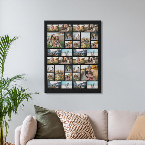 Personalized 32 Photo Collage Faux Canvas Print