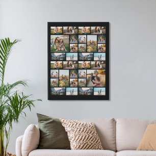 Personalized 32 Photo Collage Faux Canvas Print