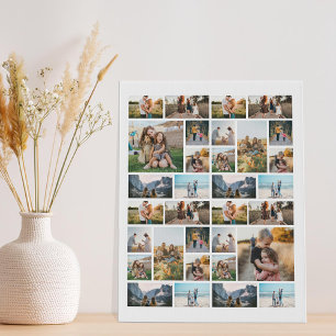 Personalized 32 Photo Collage Faux Canvas Print