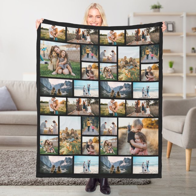 Personalized 32 Photo Collage Fleece Blanket (Creator Uploaded)