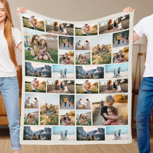 Personalized 32 Photo Collage Fleece Blanket