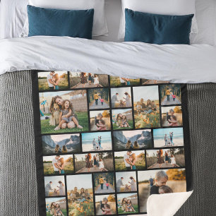 Personalized 32 Photo Collage Fleece Blanket