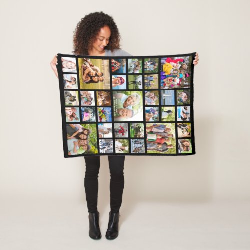 Personalized 33 Photo Collage Custom Color Fleece Blanket