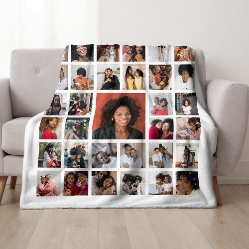Personalized 33 Photo Collage Memorial Fleece Blanket