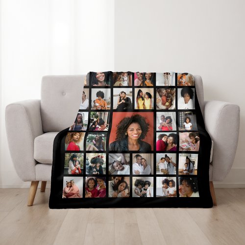 Personalized 33 Photo Collage Memorial Fleece Blanket