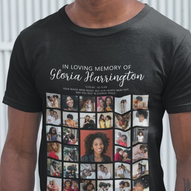 Personalized 33 Photo Collage Memorial T-Shirt (Creator Uploaded)