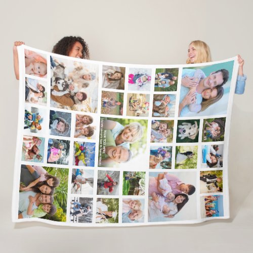 Personalized 33 Photo Collage Template White Fleece Blanket
