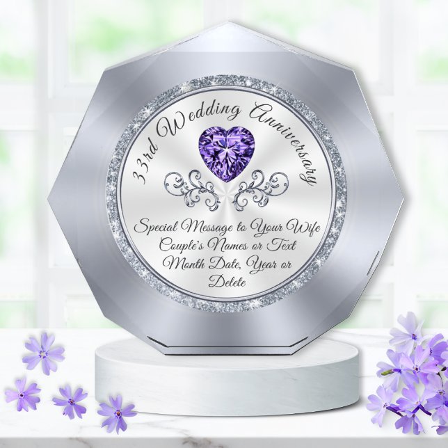 Personalized, 33 year Anniversary Gift for Wife (33 year wedding anniversary gift for wife or friends. 33rd wedding anniversary gift for parents.)
