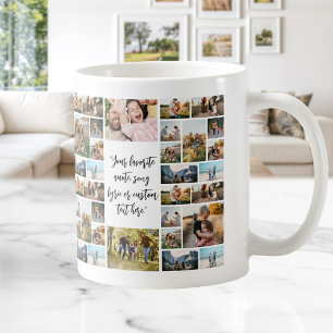 Personalized 34 Photo Collage Custom Quote Coffee Mug