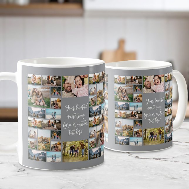 Personalized 34 Photo Collage Custom Quote Coffee Mug (Creator Uploaded)